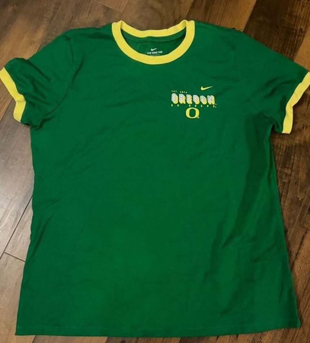 Nike Oregon Ducks Green Yellow Ringer T-Shirt Size XL